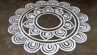 very simple alpona design for laxmi puja  Beautiful Round Alpona Designs For Beginners  rangoli [upl. by Brazee]