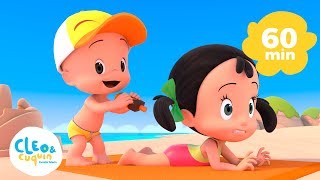 Vamos a la playa y más canciones infantiles de Cleo y Cuquín  Familia Telerín 60 min [upl. by Noemi]