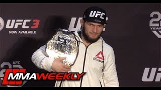 Khabib Nurmagomedov Reveals The Cage Talk w Al Iaquinta and Matt Serra UFC 223 [upl. by Arlyn]