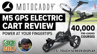 GOLF PRODUCT REVIEW  Motocaddy Golf M5 GPS DHC Electric Caddy  Rock Bottom Golf [upl. by Anrahc]