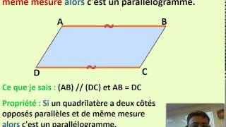 Propriétés réciproques du parallélogramme [upl. by Hanikehs]