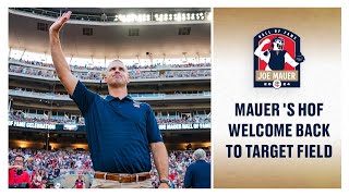 Twins welcome Mauer back from HOF [upl. by Arotahs]