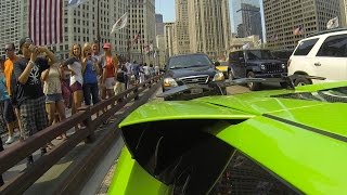 Lamborghini Murcielago Loud Exhaust GoPro Peoples Reaction in Chicago [upl. by Abihsot]