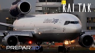 Prepar3D  PMDG MD11  Landing at Kai Tak  TrackIR [upl. by Vachell178]