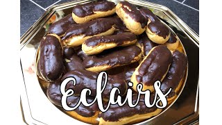 Eclairs mit Creme Patissiere Französische Vanille Creme Füllung [upl. by Schecter478]