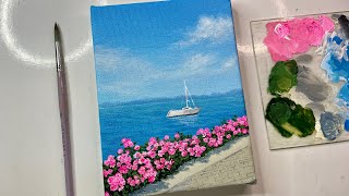 Landscape paintingAcrylic painting tutorialpathwayflower painting acrylic painting for beginners [upl. by Rice947]