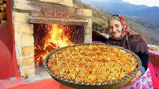 Baking Homemade Traditional Azerbaijani Baklava with Walnuts in the Village [upl. by Odine401]