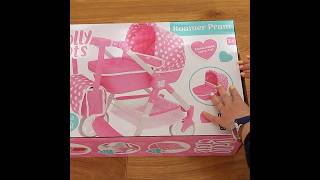 Dolly Tots Roamer Pram for Baby Dolls Unboxing Assembly Cute Pinky Dotted Pram for Baby Born Doll [upl. by Lazes]