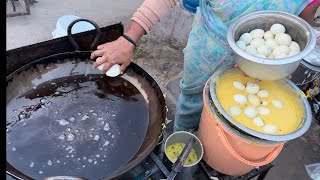 Egg Bajji  Egg Bonda Chaat  Unique Egg Bonda Recipe  Egg Pakoda  Indian Street Food [upl. by Elleinad1]