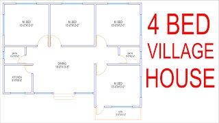 HOUSE PLAN DESIGN  EP 60  1000 SQUARE FEET 4 BEDROOMS HOUSE PLAN  LAYOUT PLAN [upl. by Alduino]