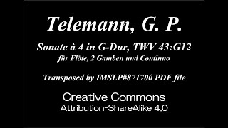 Telemann G P  Sonate à 4 in GDur TWV 43G12 Trv 2 Vladg Vc [upl. by Akerdna262]