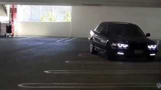 BMW 740i e38 exhaust in parking garage [upl. by Drus]