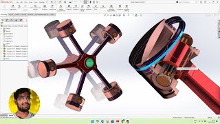 Designing and Animating a Radial Engine in SolidWorks  Full Assembly and Motion Study [upl. by Brynn]