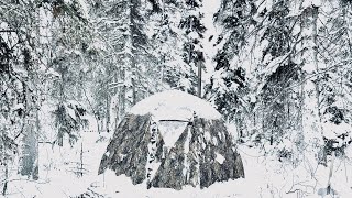 30C WINTER CAMPING in a FROZEN TENT ALONE [upl. by Brunelle]