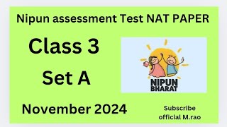 Nipun assessment Test NAT PAPER 2024 NAT CLASS 3 PRIMARY SCHOOL [upl. by Nalyad959]