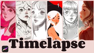 Procreate Timelapse Compilation  Procreate Art By Mia Hobbes [upl. by Auqemahs]