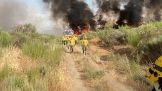 Portugal Forest fire forces firefighters to retreat as intense flames threaten their safety [upl. by Zetnwahs]