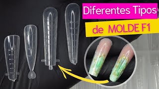 Tipos de Molde F1 para alongamento de unhas Iniciante  Mundo Nails [upl. by Kenward634]