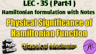 II Physical Significance of Hamiltonian Function II [upl. by Natalee]