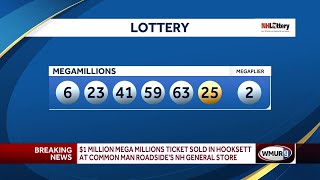 1 million Mega Millions ticket sold in Hooksett at Common Man Roadsides NH General Store [upl. by Anerb]