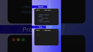 HTML  Noob VS Pro  reels coding 2024 vscode [upl. by Holihs567]