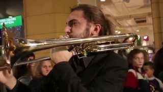 Flash Mob at Shopping Center Brass Ensemble Perugia Italy [upl. by Ahsinra]