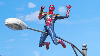 GTA 5 Iron Spiderman Falling off Highest Buildings  SpiderMan Fails 18 Euphoria Ragdolls [upl. by Aikas]