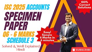 Q6 ISC 2025 Accounts Specimen Paper Solved amp Well Explained Hindi Class 12 100 Correct Sol [upl. by Ayotyal]