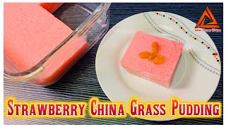 How to Make Strawberry China Grass Pudding Easy Pudding Recipe AdeesYummyKitchen [upl. by Modnarb949]