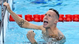 Caeleb Dressel Helps USA Beat Australia in Mens 4x100 Relay Race at Paris Olympics July 27 2024 [upl. by Nisa]