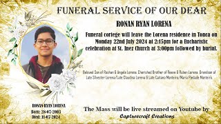 Funeral of Ronan Lorena  300pm 22nd July 2024  St Inez Church Tonca [upl. by Ursuline]