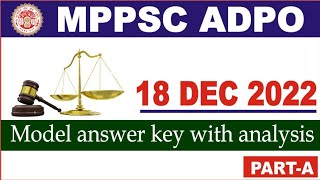 MPPSC adpo exam model answer key  18 dec 2022 MPPSC adpo paper analysis [upl. by Dodson]