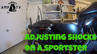 Adjusting shocks on HD Sportster [upl. by Itsud]