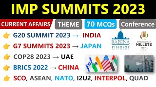 Summits 2023 Current Affairs  शिखर सम्मेलन Current Affairs 2023  All Summits 2022 Revision [upl. by Attey]