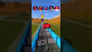 🚘Ronaldo vs Messi vs Mbappe Lucky Gates Jump😎 beamngdrive simulator shorts ronaldo [upl. by Yelsnia]