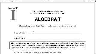 June 2022 Algebra 1 Regents Review 124 [upl. by Ennavoj]