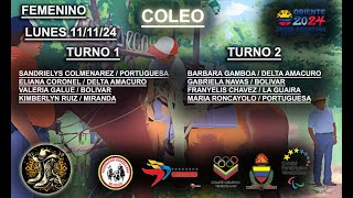 Turnos 1 y 2 FEMENINO 2 Salida LUNES Juegos Deportivos Oriente 2024 COLEO [upl. by Laved]