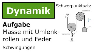 ⚙️ Masse mit Umlenkrollen und Feder mit Schwerpunktsatz Technische Mechanik Dynamik Schwingungen [upl. by Ahselef642]