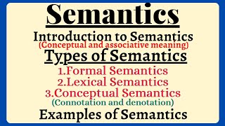 SubSemanticsWhat is SemanticsTypes of SemanticsExamples of Semantics in Hindi [upl. by Nnylireg820]