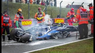 Logan Sargeant in huge crash leaving F1 car in crumpled ball of flames [upl. by Carpet]