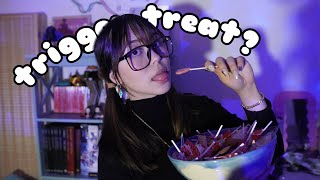 ASMR Trick or Treat Trigger Assortment Body Triggers Kisses Lollipop Sounds Hand Sounds amp More [upl. by Cornelle]