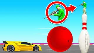 GIANT BOWLING BALL vs SNIPERS In GTA [upl. by Nnairret653]