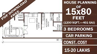 15X80 House Plan  3BHK With Parking  BEST PLAN [upl. by Wehhtam967]