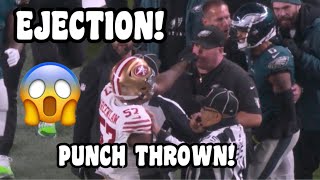 Dre Greenlaw EJECTED for THROWING PUNCH at Eagles Security 😱👀 Eagles Vs 49ers 2023 highlights [upl. by Aikem]