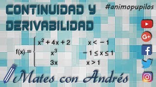 Continuidad y derivabilidad de una función “a trozos” 02 BACHILLERATO MATEMÁTICAS [upl. by Yznel]