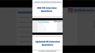 Updated IBM HR Interview Questions for Freshers ibm shorts [upl. by Koal]