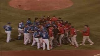 Isotopes and Redbirds benches clear after beaning [upl. by Pirozzo]