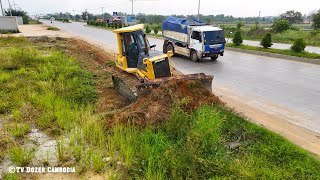 Amazing The Land Clearing Brush And Cutting Leveling Land By KOMATSU D41 Dozer Skills operator [upl. by Htederem]