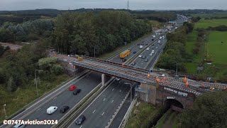 4k M62 Railway Bridge Replacement  Castleton Bridge  Railway Bridge  Drone Footage [upl. by Enautna]