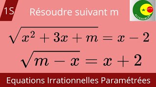 Équations Irrationnelles Paramétrées 1S [upl. by Loralyn]